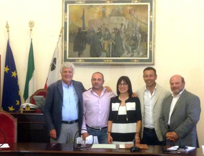 GALLETTI, SPANO E SANNA CON I SINDACI FIRMATARI DELL'ACCORDO