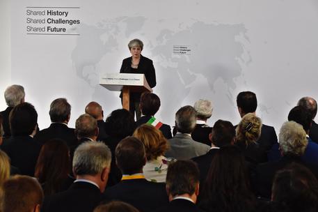 British PM Theresa May in Florence
