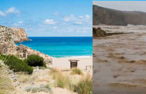 Maltempo, la piena del rio devasta la splendida spiaggia di Cala Domestica