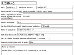 Carrefour richiama Cous Cous Aromatico con verdure e bacche di Goji: gravi rischi per allergici e intolleranti