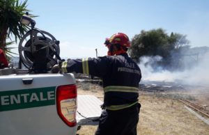 Fiamme a Margine Rosso di Quartu, sul posto protezione civile e vigili del fuoco