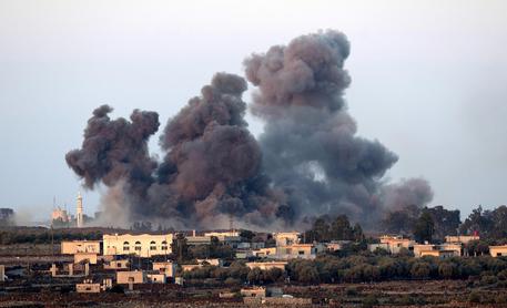Russian air strikes on the Syrian side of the Golan Heights