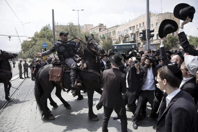 Ultra-Orthodox Jews protest against army recruitment