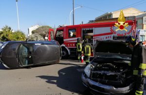 Quartucciu, incidente stradale nel centro abitato: auto si ribalta