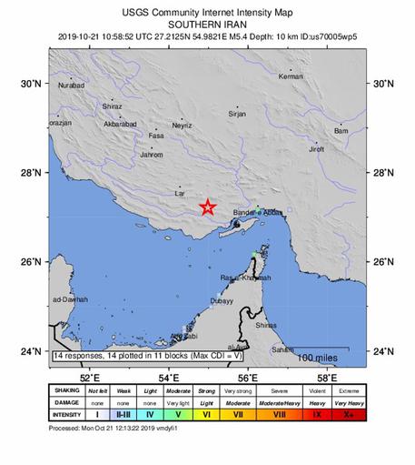 5.4-magnitude earthquake in southern Iran