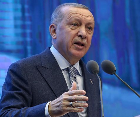 Turkish President Recep Tayyip Erdogan at annual review meeting