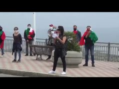 Cagliari, mascherine tricolore in viale Europa