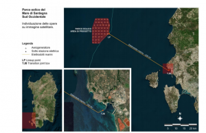 Maxi impianto eolico galleggiante davanti alla costa tra Masua e Nebida