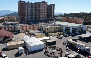 Nuoro, operativo l’ospedale da campo: in arrivo i primi tre pazienti